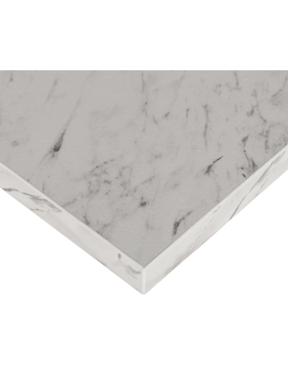 800mm Square Table Top – Egger White Carrara Marble – Matching Edge