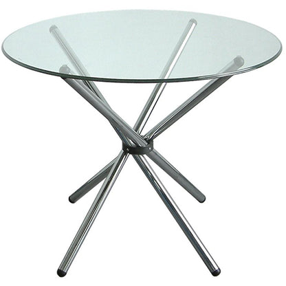 Round Glass Dining Table 90cm - Chrome Steel Base