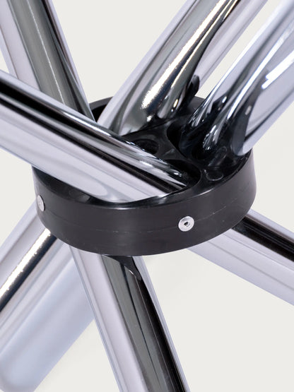 Round Glass Dining Table 90cm - Chrome Steel Base