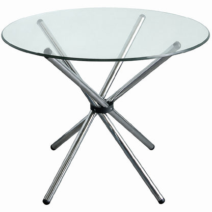 Round Glass Dining Table 90cm - Chrome Steel Base