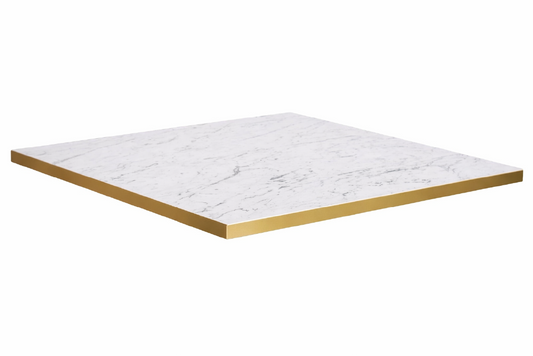 100x60cm Rectangle Table Top – White Carrara Marble – Gold Edge