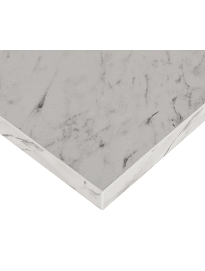 800mm Square Table Top – Egger White Carrara Marble – Matching Edge