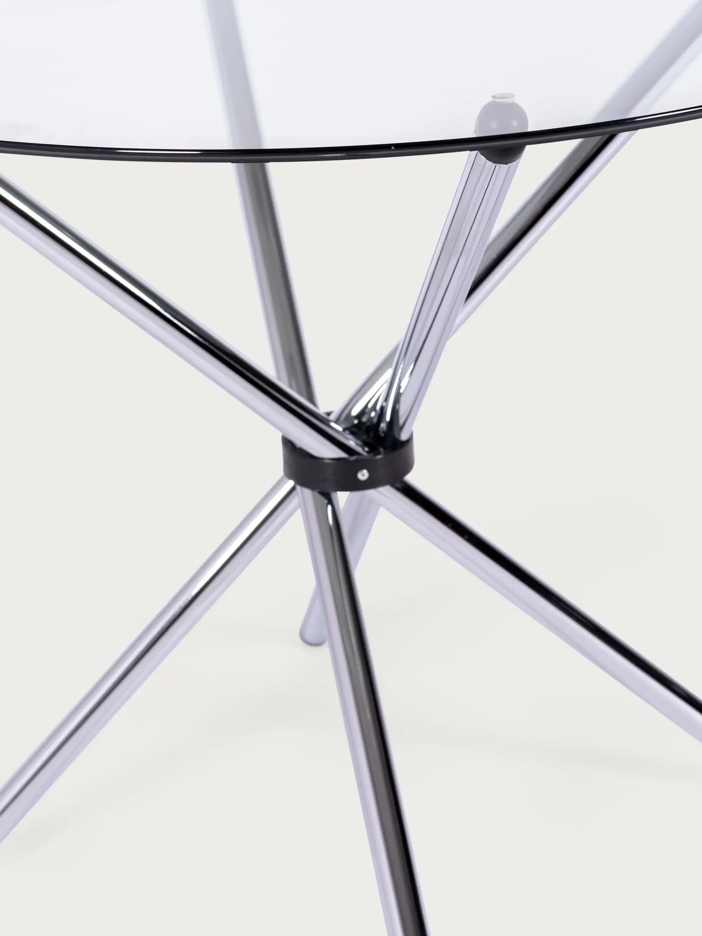 Round Glass Dining Table 90cm - Chrome Steel Base