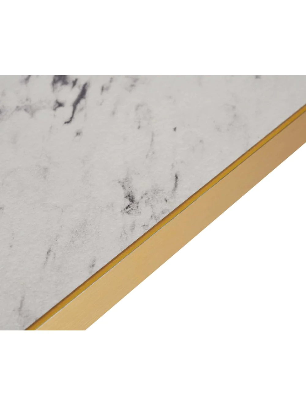 80cm Square Table Top – Egger White Carrara Marble – Gold Edge
