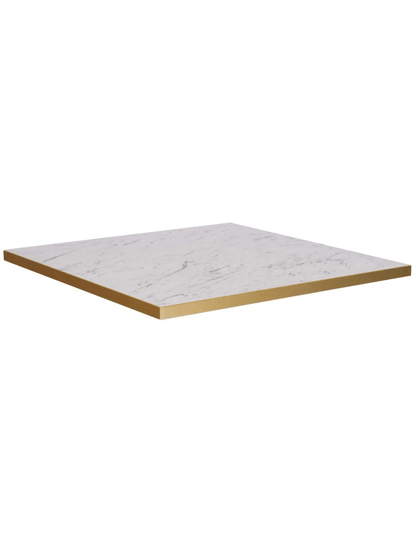 100x60cm Rectangle Table Top – White Carrara Marble – Gold Edge